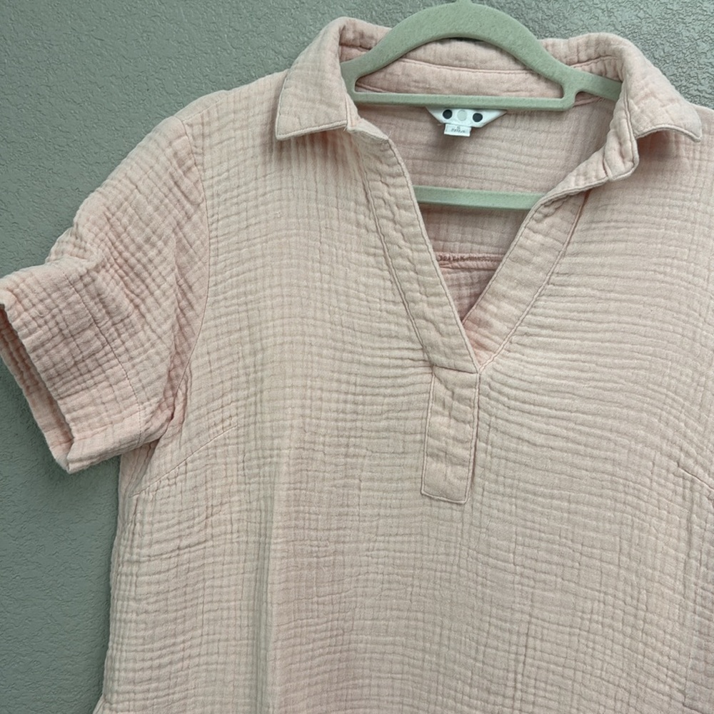 Three Dots Women Double Gauze 100% Cotton Dress Pink Small - Picture 2 of 8